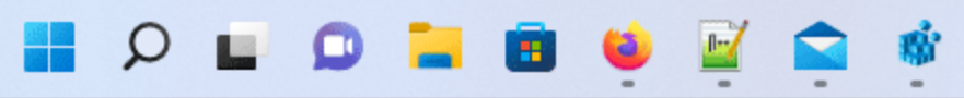 Barra delle applicazioni di Windows: Start, Cerca, Visualizzazione attività, Chat, Esplora file, Store, Firefox, Grafici, Posta, Persone